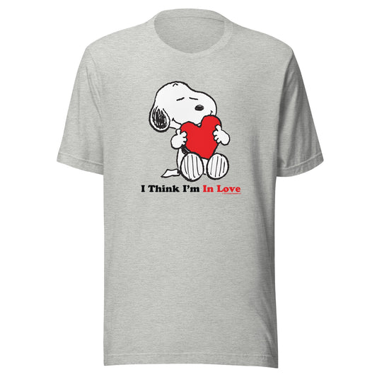 Snoopy I Think I'm In Love Adult T-Shirt-3