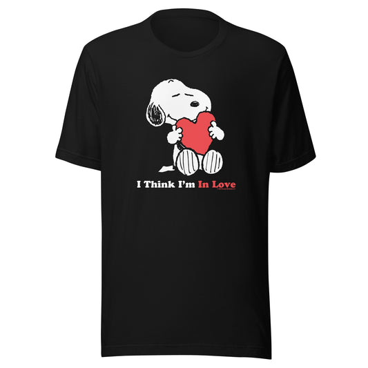 Snoopy I Think I'm In Love Adult T-Shirt-0