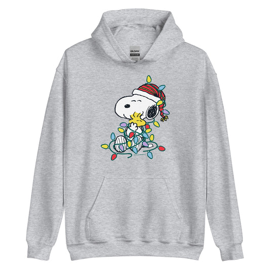 Snoopy and Woodstock Lights Adult Hoodie-0