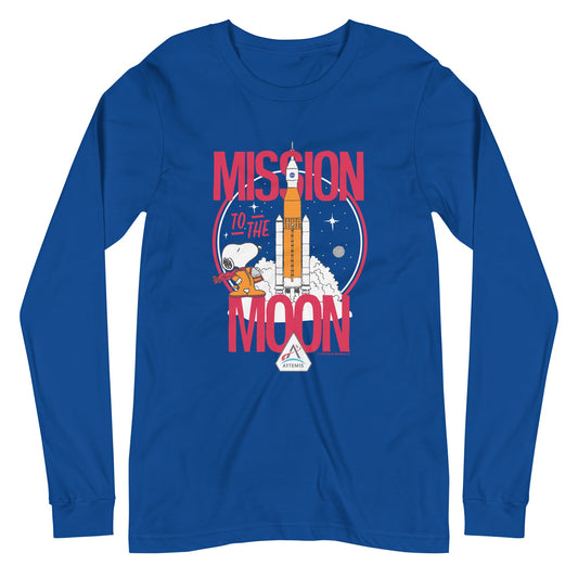 Snoopy Mission To The Moon Adult Long Sleeve T-Shirt-0