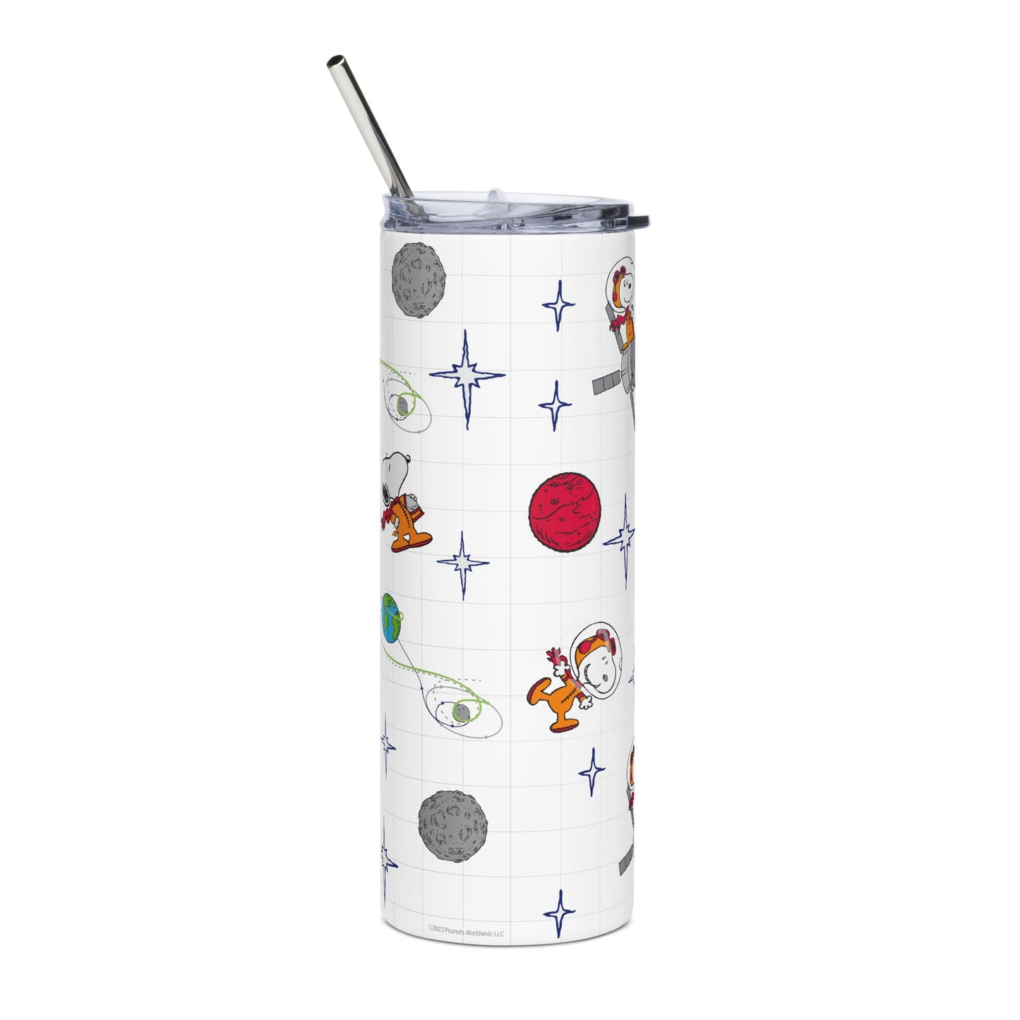 Snoopy Planets Pattern Skinny Tumbler