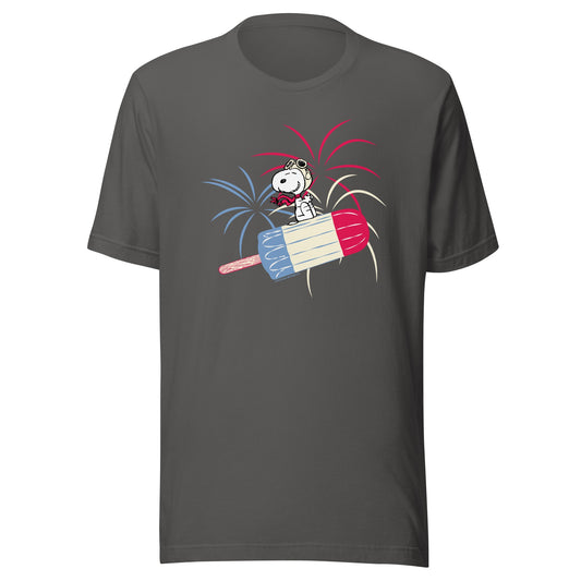 Snoopy Popsicle and Fireworks Adult T-Shirt-0
