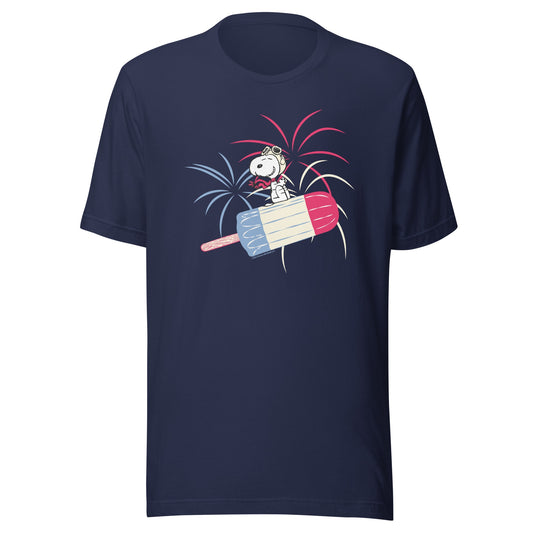 Snoopy Popsicle and Fireworks Adult T-Shirt-1