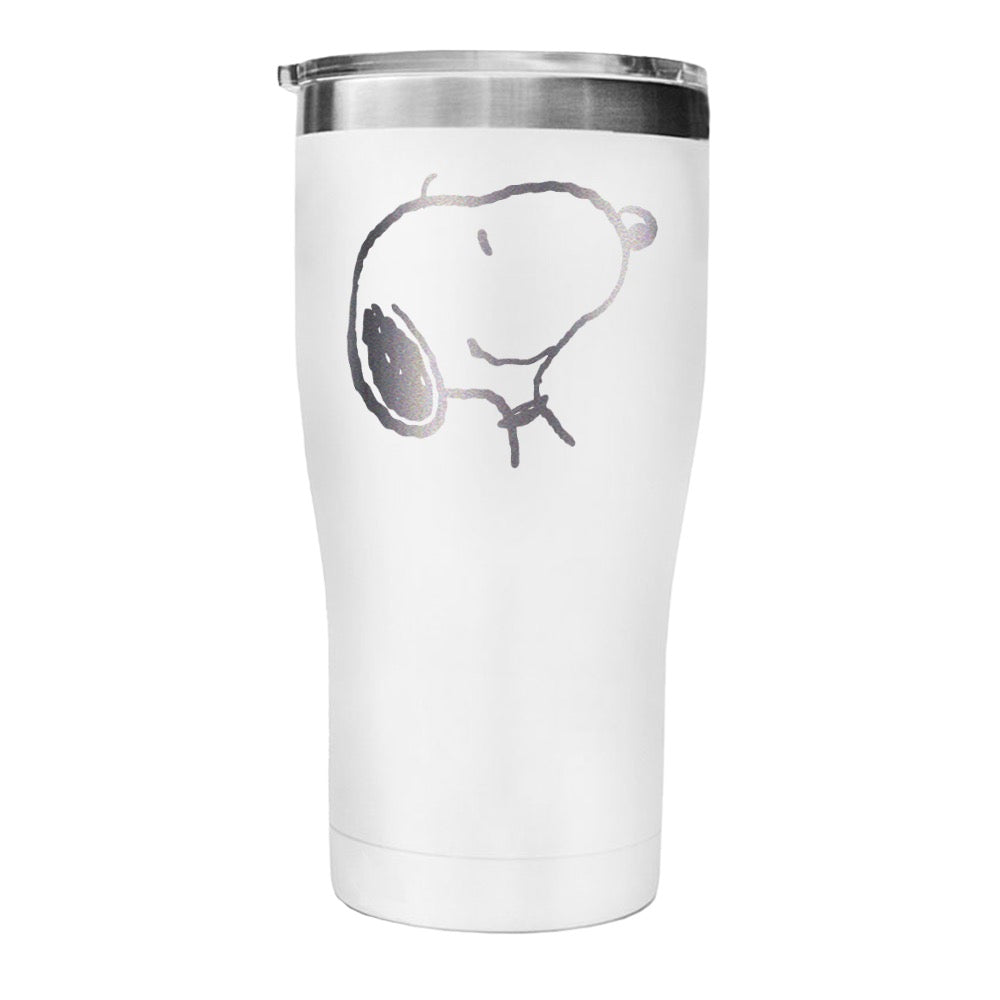 Mr. Coffee Snoopy Time 15 Ounce Ceramic Travel Mug in White and Stainless  Steel With Lid