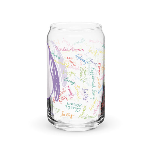 Snoopy and Gang Names Can Shaped Glass-2