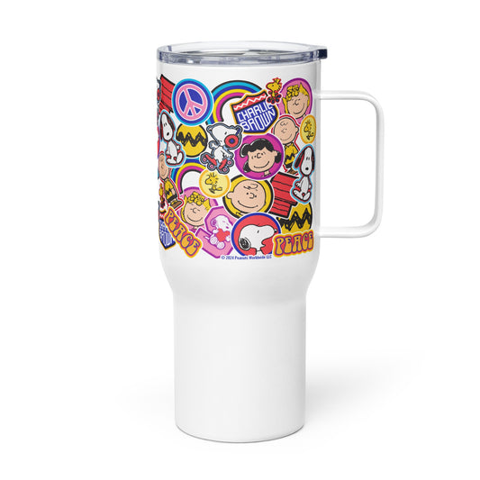 Peanuts Gang Stickers Travel Mug with Handle-0