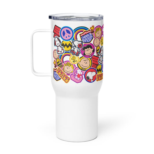 Peanuts Gang Stickers Travel Mug with Handle-1