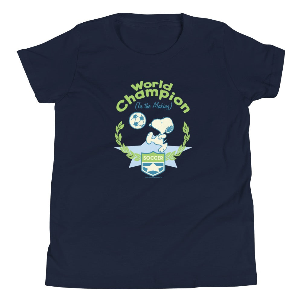 printful2 World Champion in The Making Snoopy Kids T Shirt Navy M