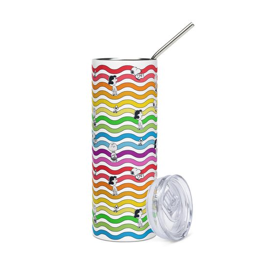 Rainbow Waves Skinny Tumbler-1