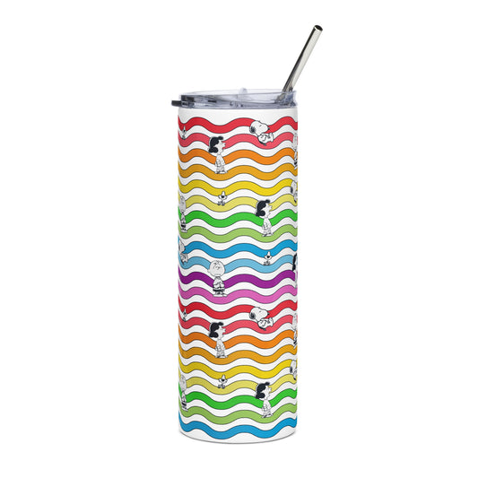 Rainbow Waves Skinny Tumbler-0