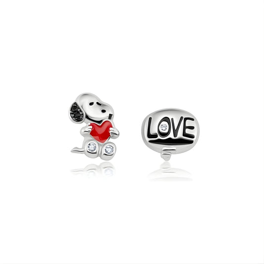 Peanuts x Crislu Snoopy Love Dangle Earrings with Pure Platinum Finish-0