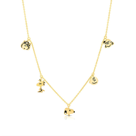Peanuts x Crislu Snoopy and the Gang gold tone charm necklace featuring multiple character charms-0