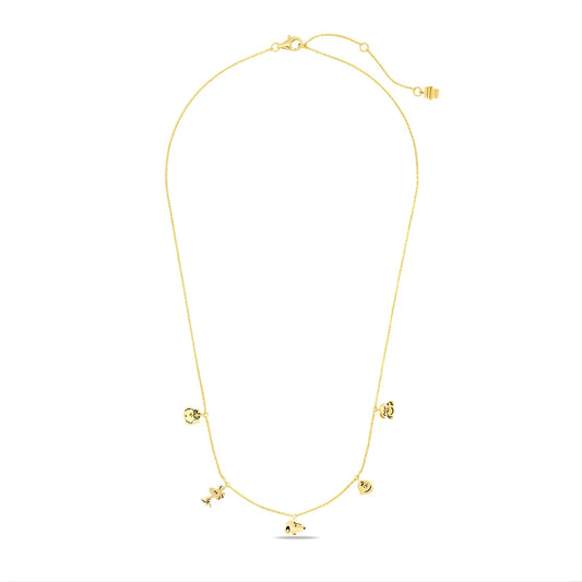 Peanuts x Crislu Snoopy and the Gang gold tone charm necklace featuring multiple character charms-1