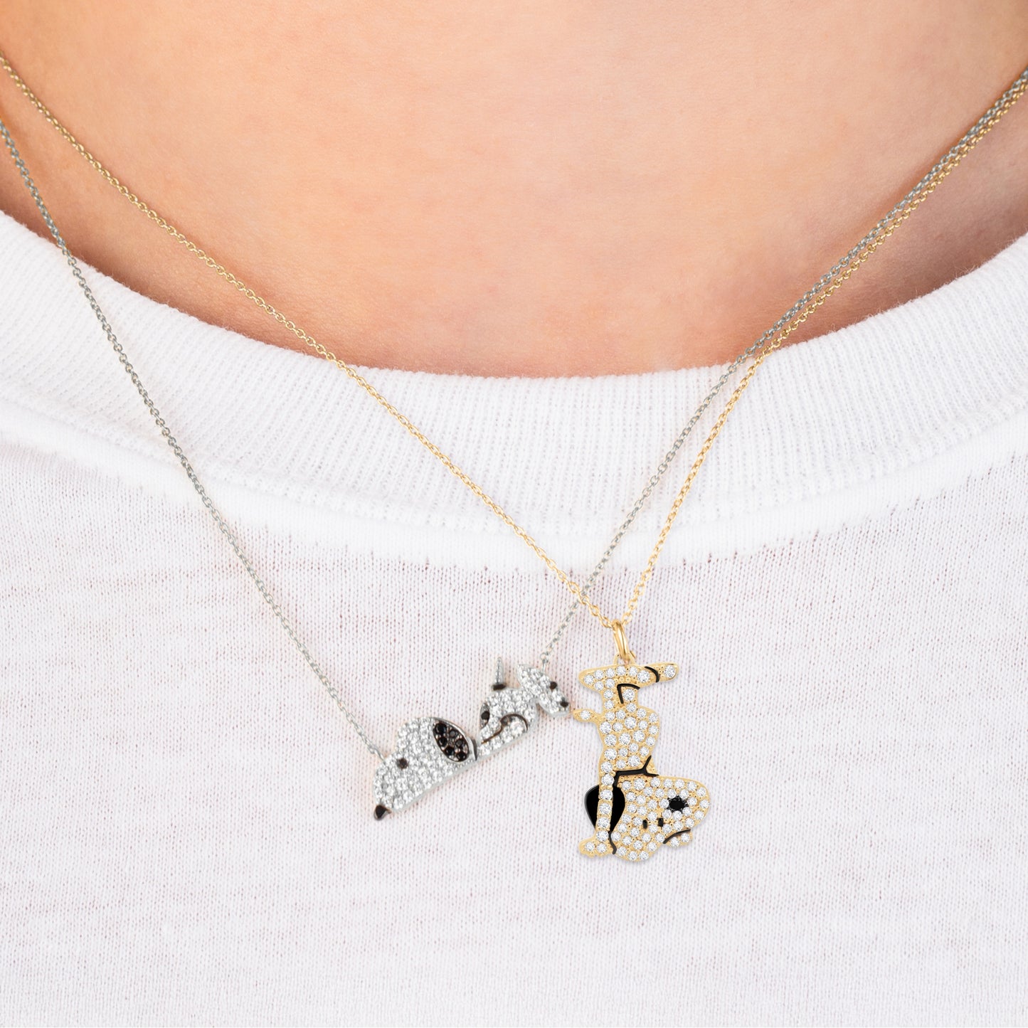 Gold finished Snoopy headstand pendant on a delicate sterling silver chain