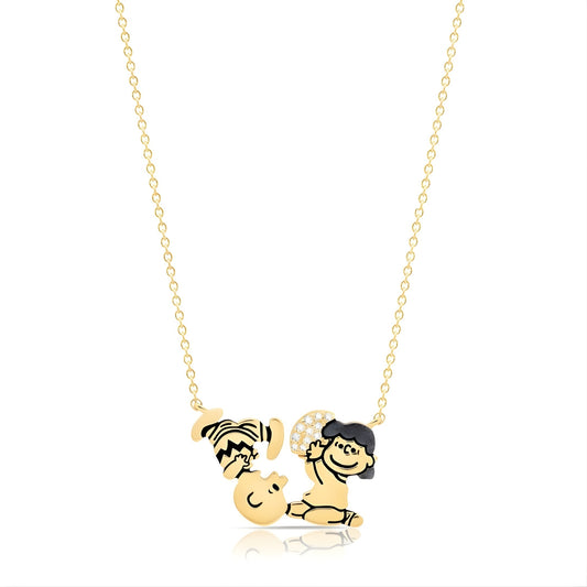 Peanuts x Crislu sterling silver necklace featuring Charlie Brown running toward a football held by Lucy van Pelt.-1