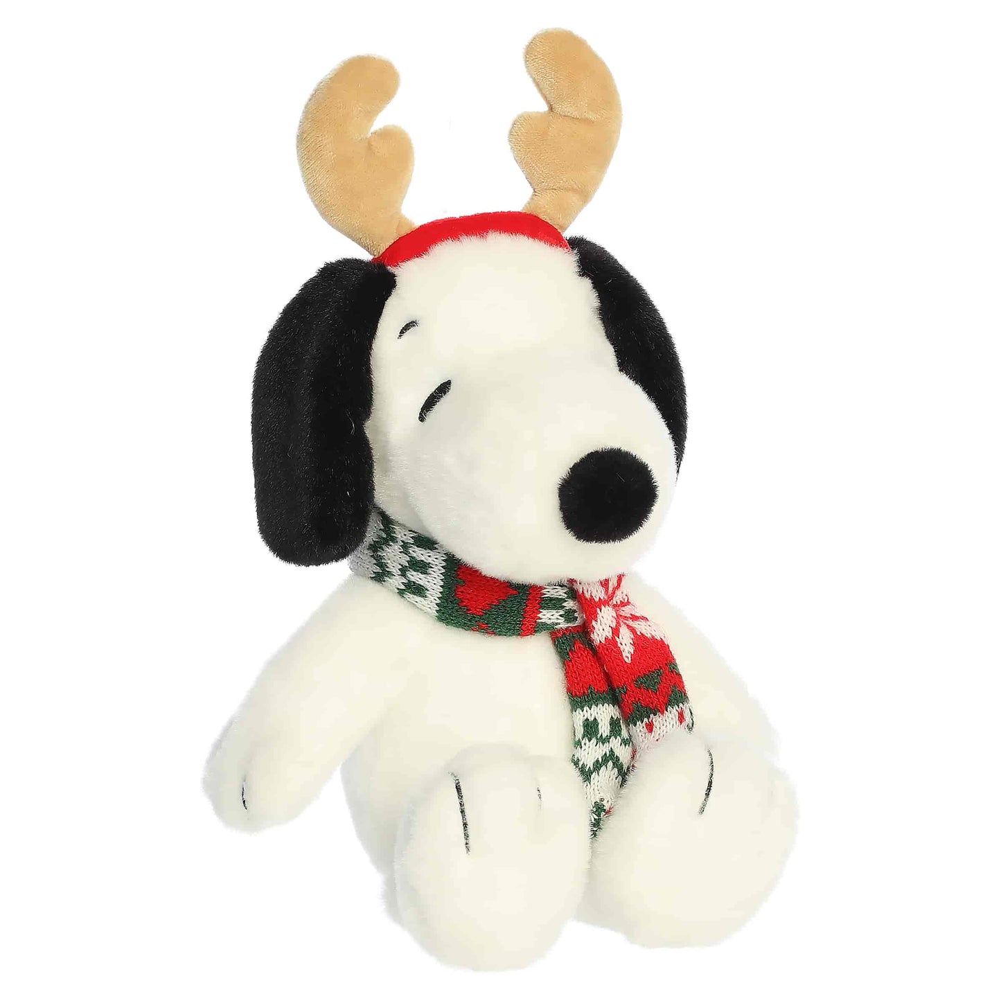 Back view of the Snoopy reindeer plush showing its soft plush body and attached tail