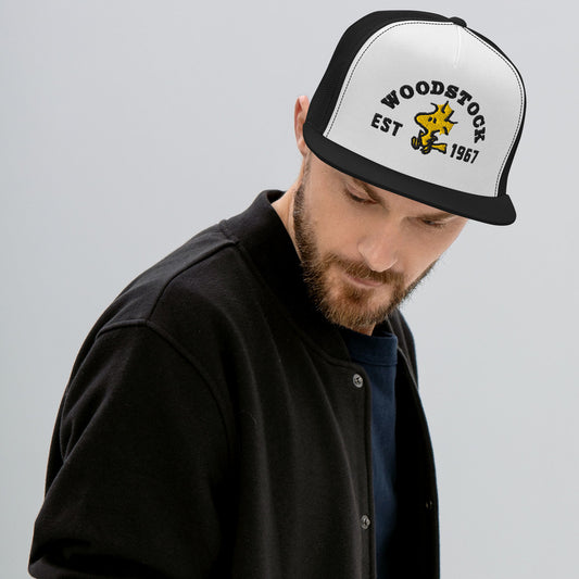 Peanuts Woodstock Embroidered Trucker Hat Black/ White/ Black-1