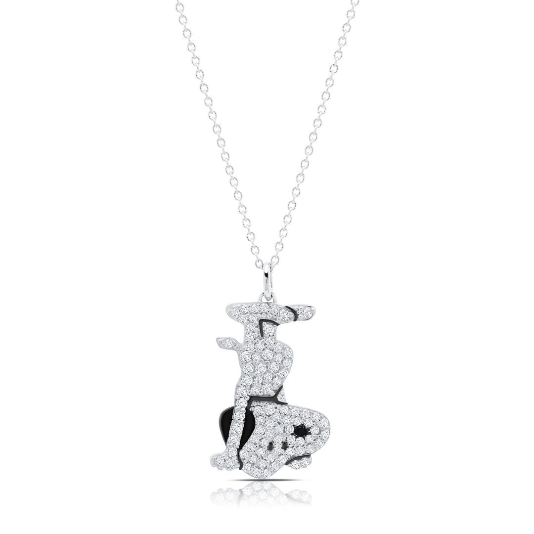 Peanuts x Crislu Snoopy Headstand Pavé Platinum Necklace front view