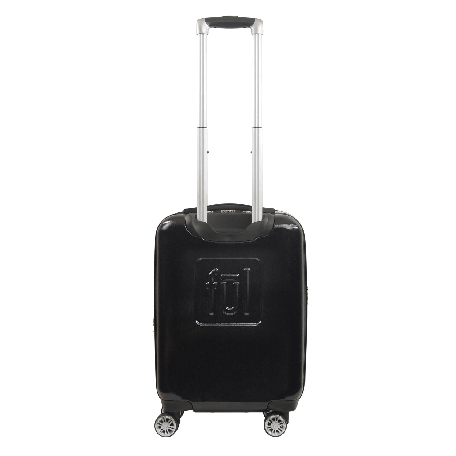 Peanuts black hardside luggage with telescopic pull handle extended