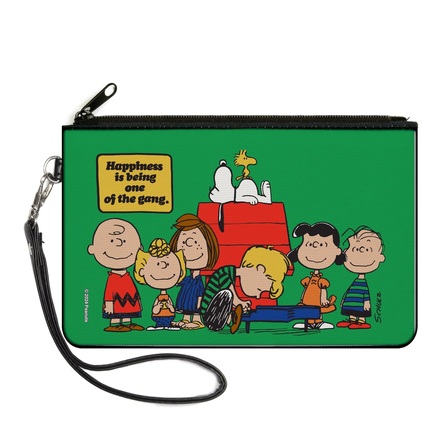 Canvas Zipper Wallet - Peanuts Gang Happiness Green