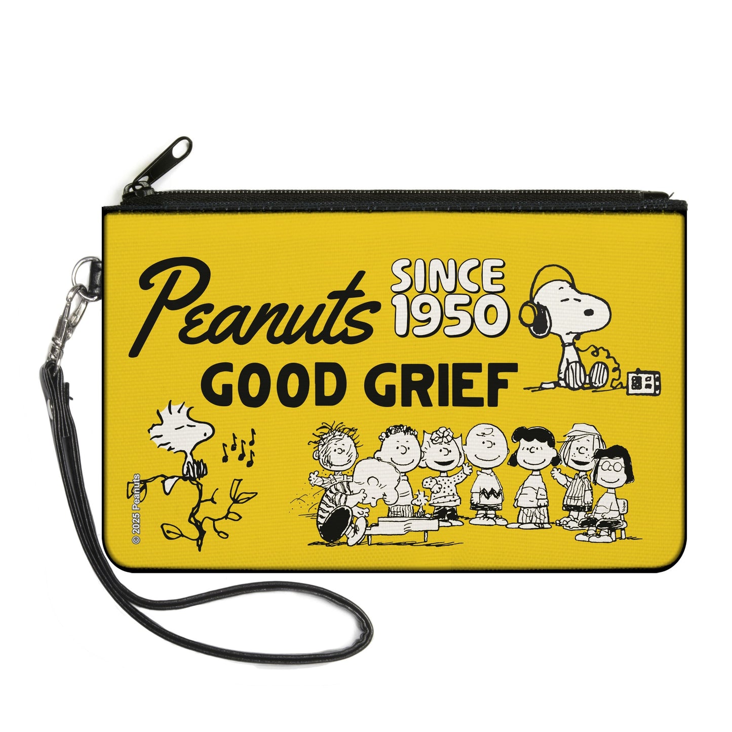 Peanuts Gang Large Canvas Zipper Wallet - Good Grief Pose Yellow/Black
