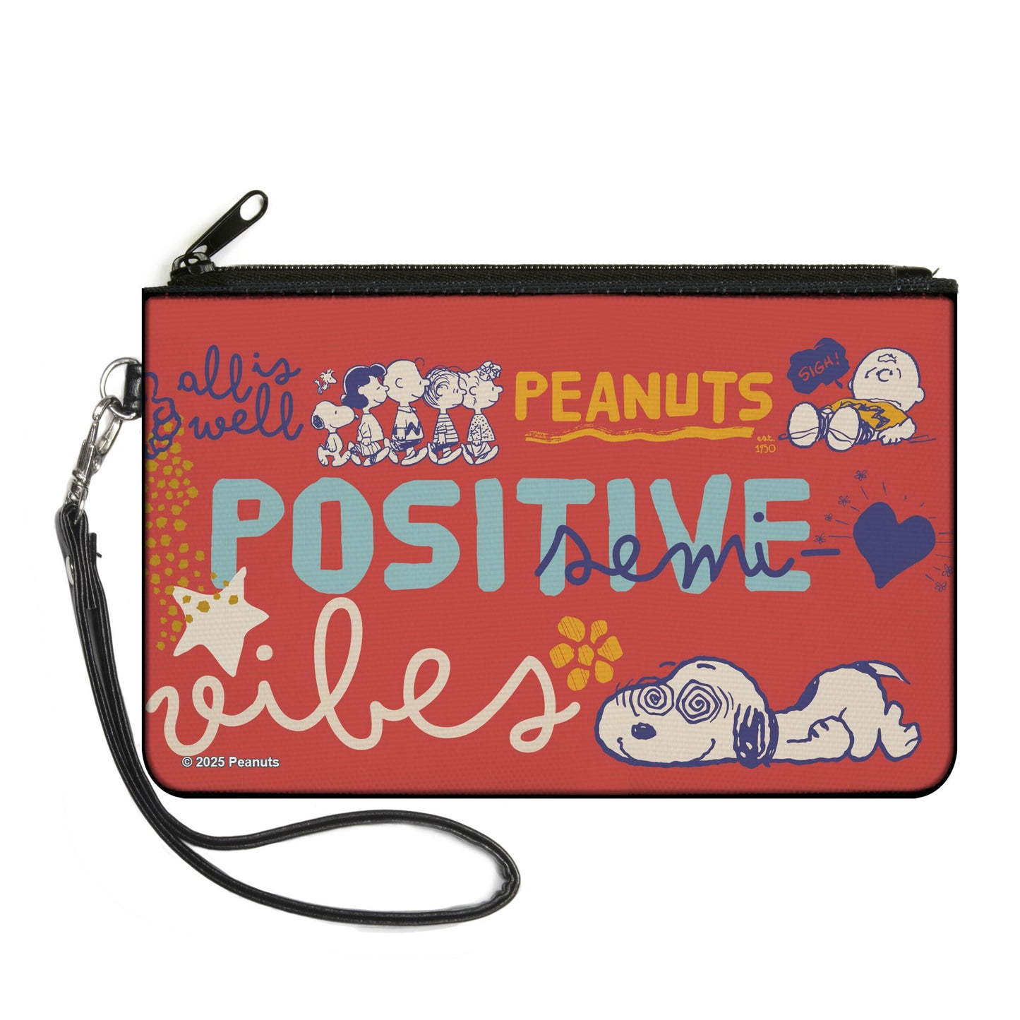 Large Peanuts Canvas Zipper Wallet - Peanuts Gang Poses