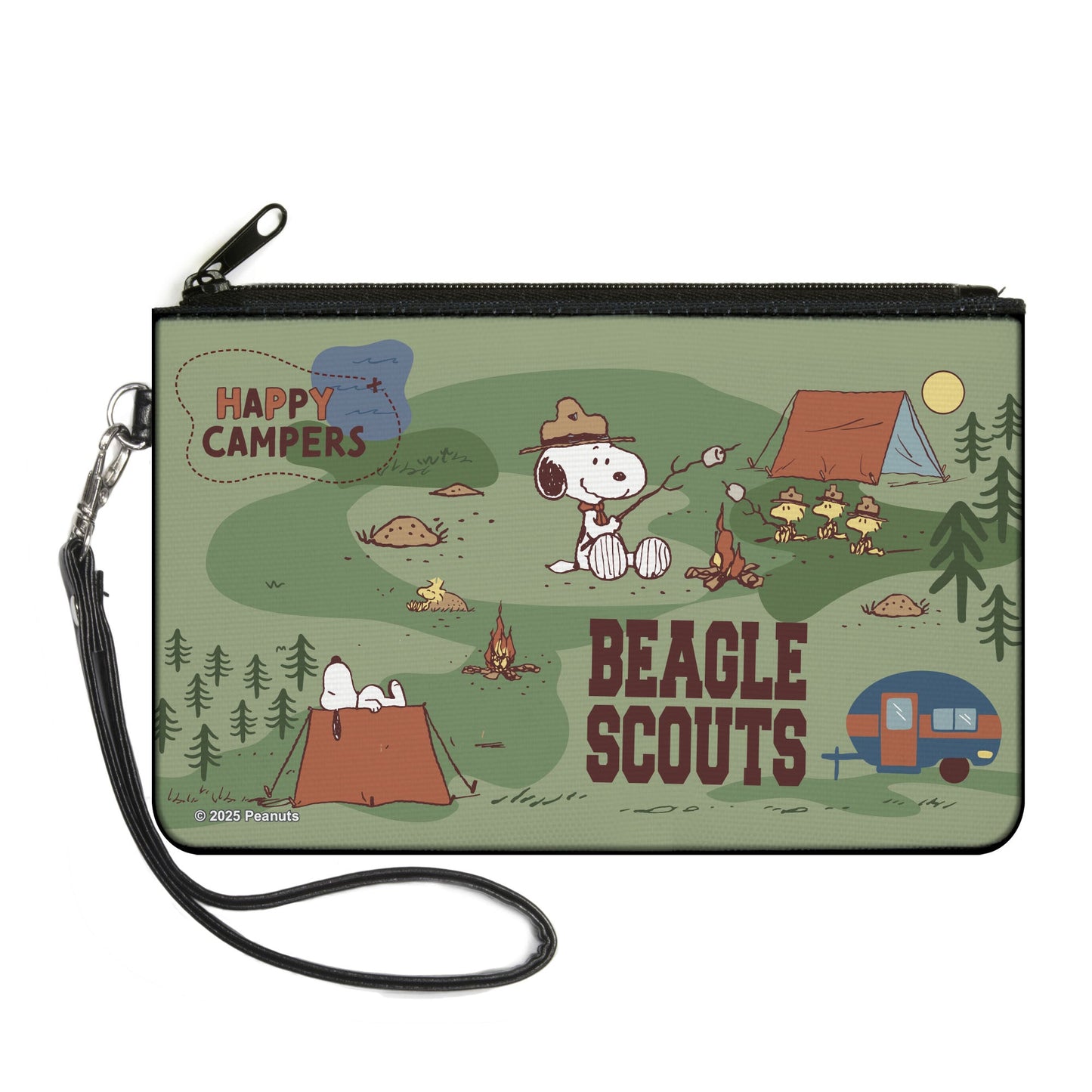 Large Peanuts Happy Camper Beagle Scouts Canvas Zipper Wallet