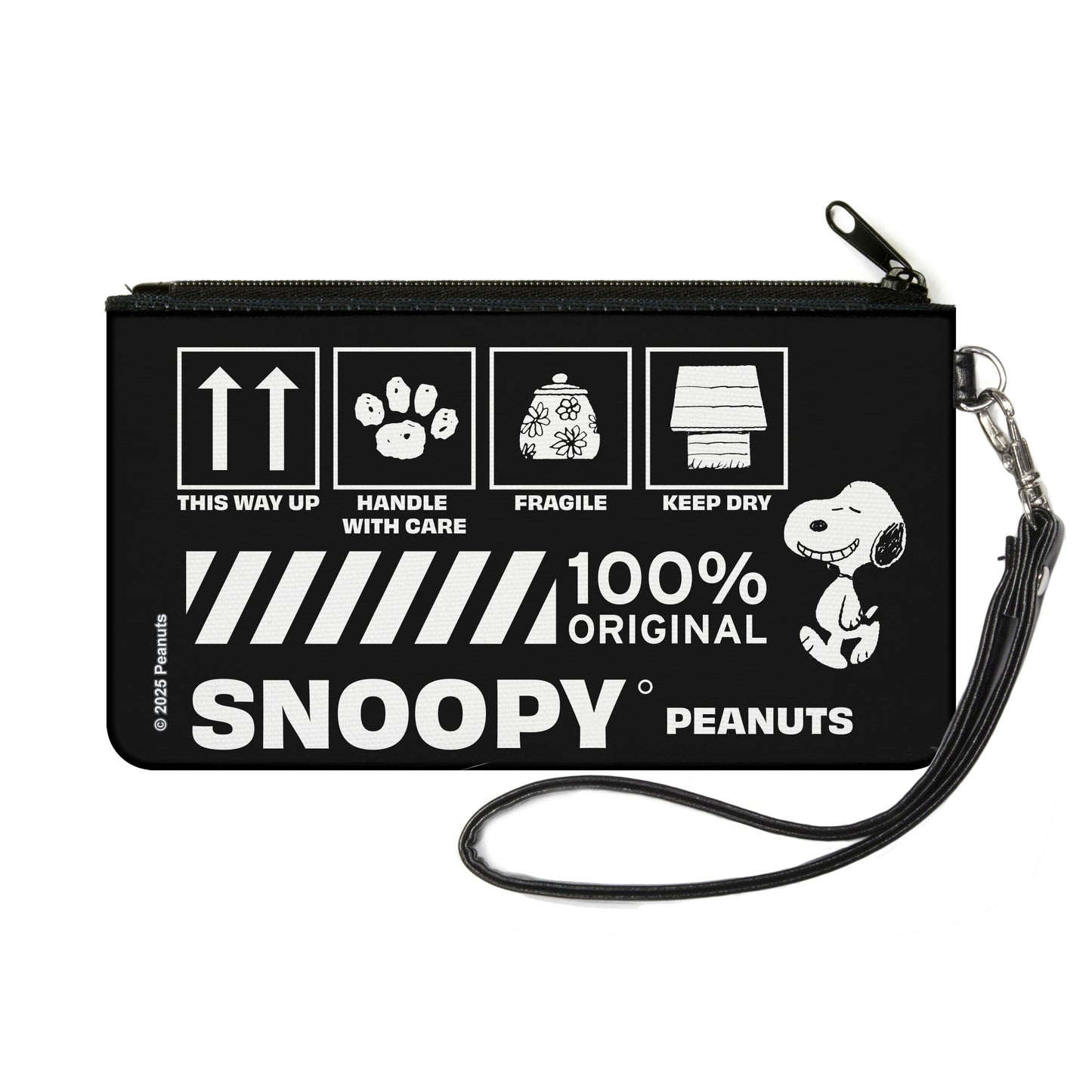 Peanuts Snoopy Small Canvas Zipper Wallet - Care Symbols Black/White