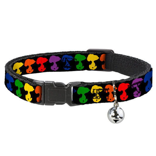 Peanuts Snoopy Cat Collar with Bell - Black/Rainbow | The Peanuts Store-0