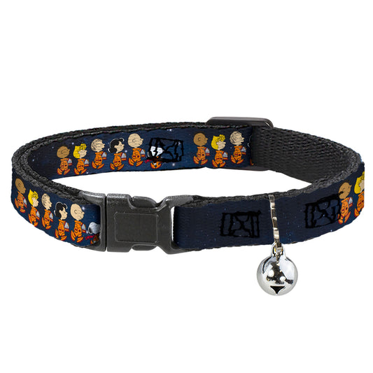 Breakaway Cat Collar with Bell - Peanuts Gang Astronauts Space Walk Group Pose Blues-0