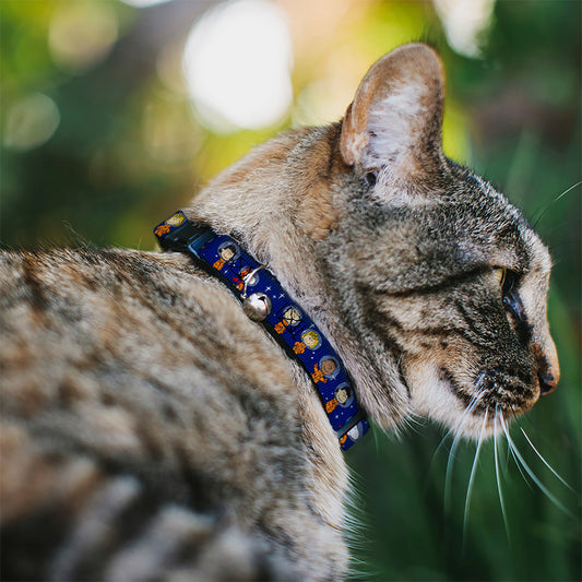 Breakaway Cat Collar with Bell - Peanuts Gang Astronauts Blue/White-1