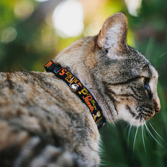 Breakaway Cat Collar with Bell - PEANUTS ATHLETIC CLUB Varsity Poses and Quotes Collage Black/Red/Yellow-1