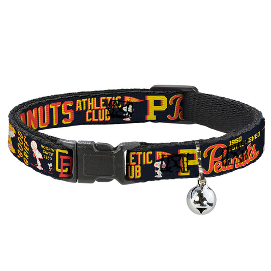 Breakaway Cat Collar with Bell - PEANUTS ATHLETIC CLUB Varsity Poses and Quotes Collage Black/Red/Yellow-0