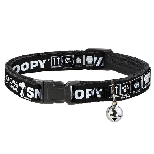 Peanuts Snoopy Breakaway Cat Collar with Bell - Black/White-0
