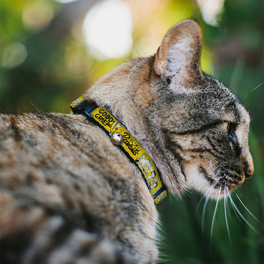 Cat Collar, Breakaway with Bell - Peanuts Gang 'Good Grief' Group Pose Yellow/Black-1