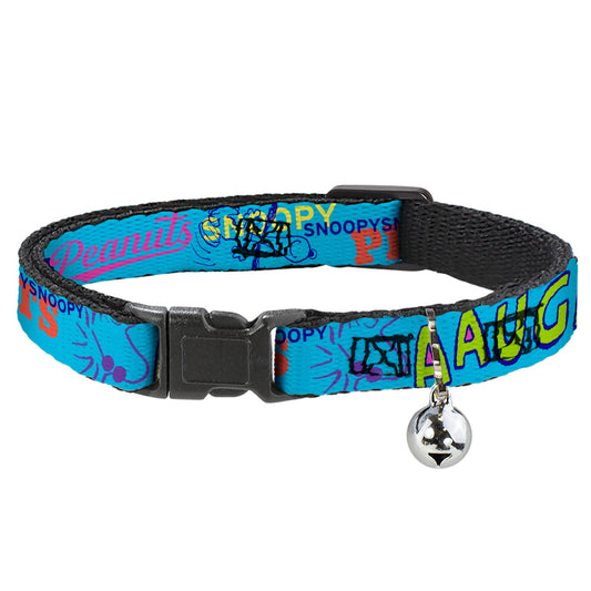Breakaway Cat Collar with Bell - PEANUTS Charlie Brown Snoopy Typography-0