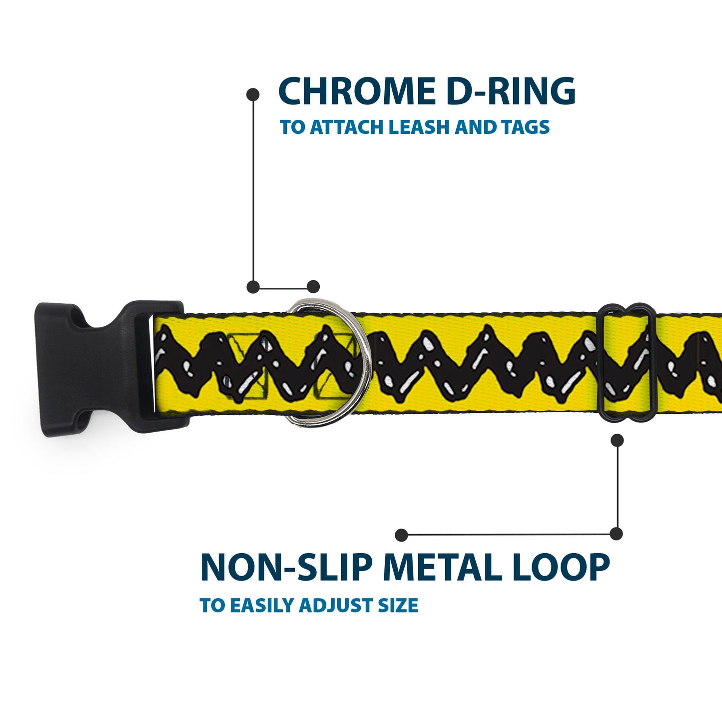 Plastic Clip Dog Collar: Charlie Brown Zig Zag | The Peanuts Store