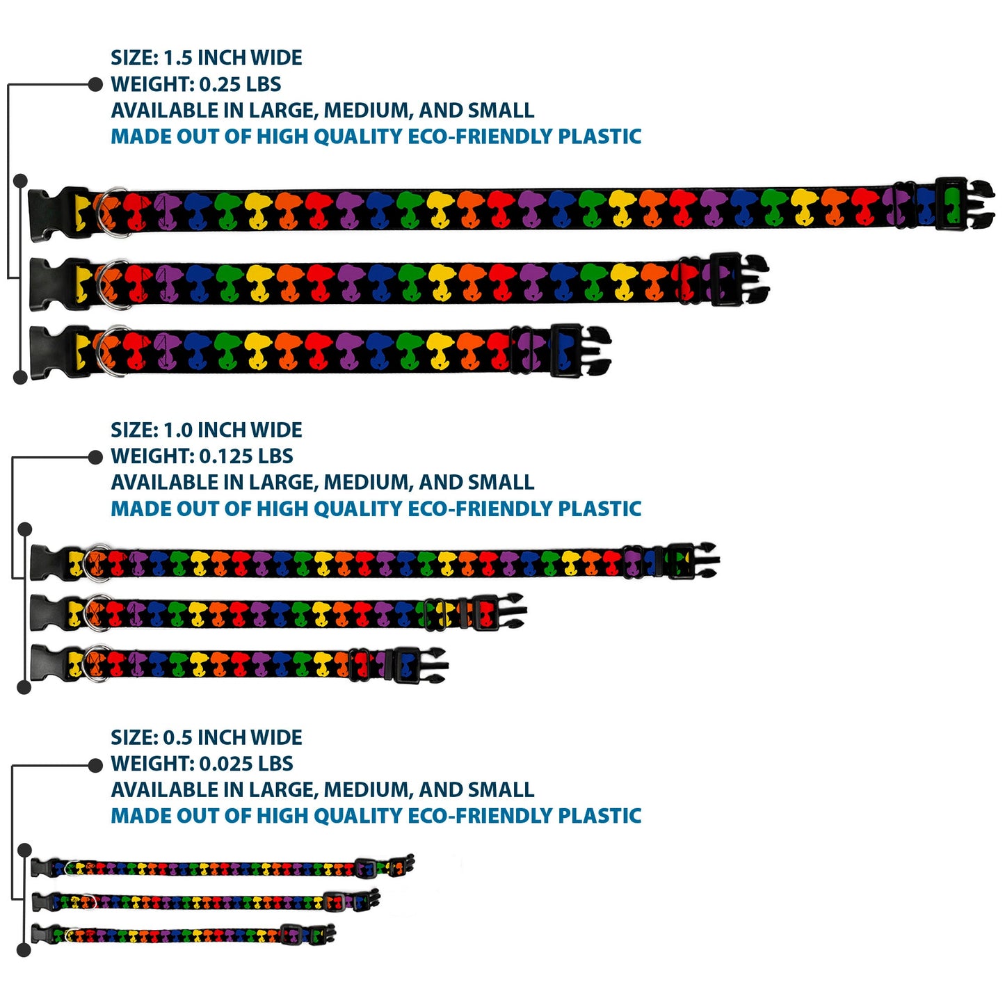 Plastic Clip Collar - Snoopy Black/Rainbow | The Peanuts Store