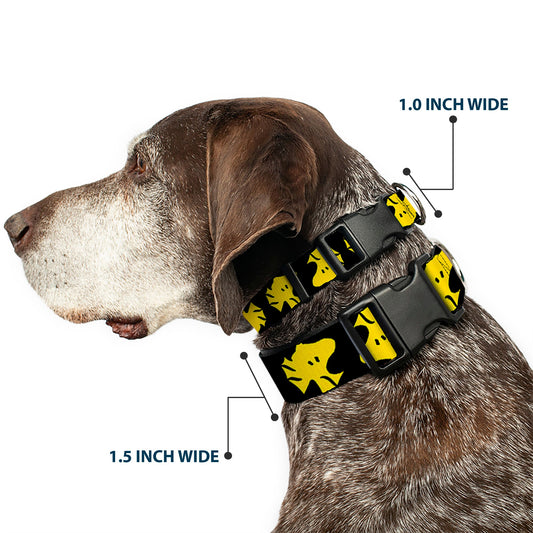 Woodstock Face Flip Dog Collar - Black/Yellow-1