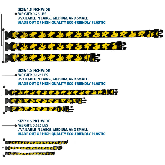 Woodstock Face Flip Dog Collar - Black/Yellow-2