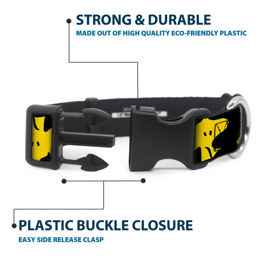 Woodstock Face Flip Dog Collar - Black/Yellow-3