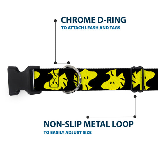 Woodstock Face Flip Dog Collar - Black/Yellow-4