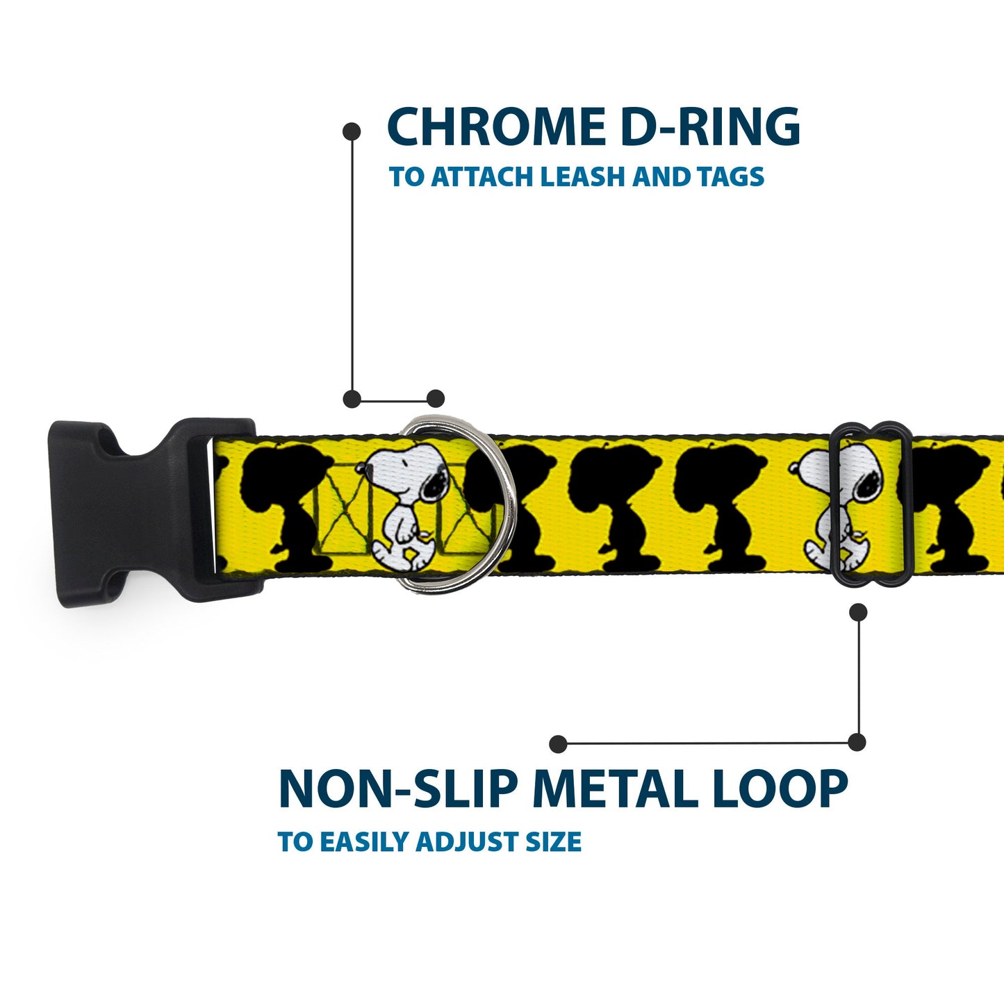 Plastic Clip Collar Peanuts Snoopy Dog Collar - Yellow/Black/White
