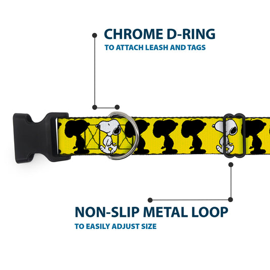Plastic Clip Collar Peanuts Snoopy Dog Collar - Yellow/Black/White-4