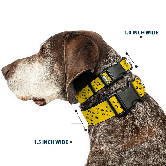 Snoopy Smiling Pose & Paw Print Plastic Clip Collar-1