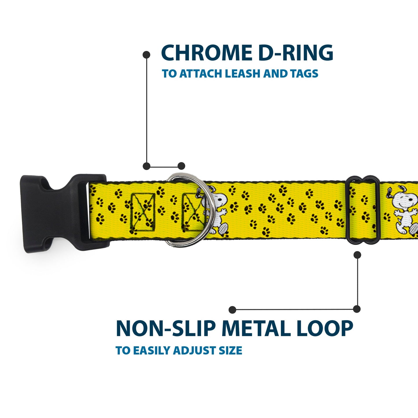 Snoopy Smiling Pose & Paw Print Plastic Clip Collar