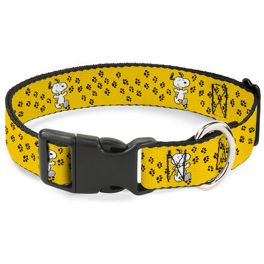 Snoopy Smiling Pose & Paw Print Plastic Clip Collar-0
