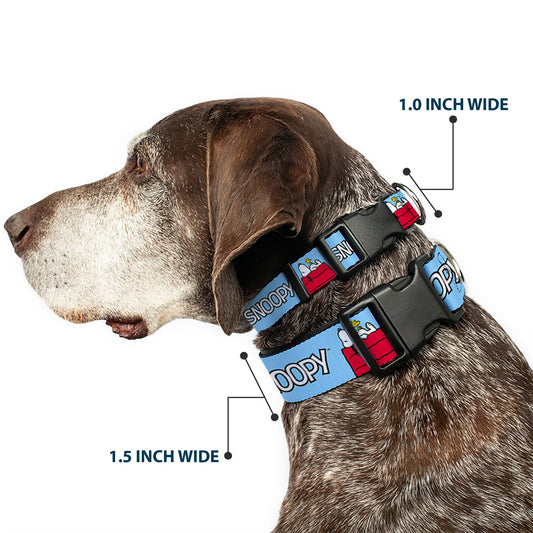 Peanuts Snoopy Woodstock Sky Blue Dog Collar-1