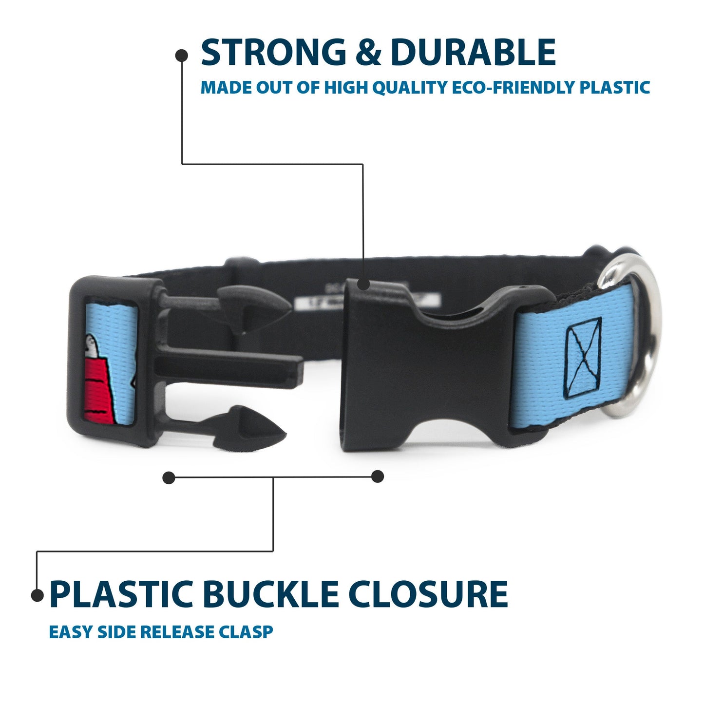 Peanuts Snoopy Woodstock Sky Blue Dog Collar