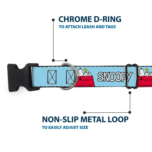 Peanuts Snoopy Woodstock Sky Blue Dog Collar-4